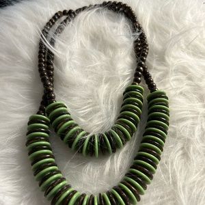 Dominican Disco Green Wooden Necklace